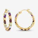 5.44 Carat Genuine Multi Stones .925 Sterling Silver Earrings-8