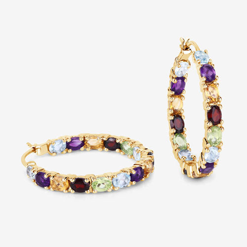 5.44 Carat Genuine Multi Stones .925 Sterling Silver Earrings