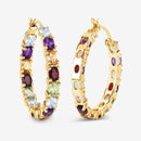 5.44 Carat Genuine Multi Stones .925 Sterling Silver Earrings-11
