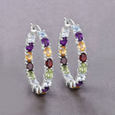 5.44 Carat Genuine Multi Stones .925 Sterling Silver Earrings-6