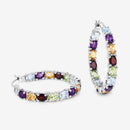 5.44 Carat Genuine Multi Stones .925 Sterling Silver Earrings-10