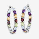 5.44 Carat Genuine Multi Stones .925 Sterling Silver Earrings-11
