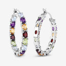 5.44 Carat Genuine Multi Stones .925 Sterling Silver Earrings-12