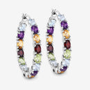 5.44 Carat Genuine Multi Stones .925 Sterling Silver Earrings-13