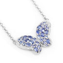 3.31 Carat Genuine Tanzanite and White Zircon .925 Sterling Silver Pendant-4