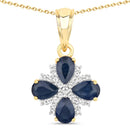 1.87 Carat Genuine Blue Sapphire and White Topaz .925 Sterling Silver Pendant-1