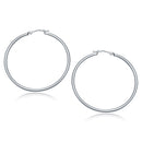 14k White Gold Polished Hoop Earrings (40 mm)-1