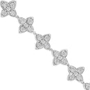 .925 Sterling Silver 1.0 cttw Miracle-Set Diamond 4 Leaf Clover Link Bracelet (I-J Clarity, I3 Color) - Size 7.25"-4
