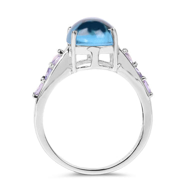 4.77 Carat Genuine Swiss Blue Topaz and Tanzanite .925 Sterling Silver Ring - 0