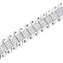 14K White Gold 5.0 Cttw Princess Cut Diamond 7" Invisible Set Wavy S-Link Tennis Bracelet (G-H Color, SI1-SI2 Clarity)-4