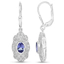 1.12 Carat Genuine Tanzanite and White Topaz .925 Sterling Silver Earrings-2