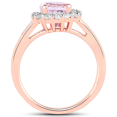 2.25 Carat Genuine Kunzite and White Topaz .925 Sterling Silver Ring - 0