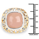 Two Tone Plated 12.80 Carat Genuine Moonstone .925 Sterling Silver Ring-3