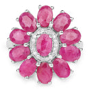 5.83 Carat Genuine Ruby and White Zircon .925 Sterling Silver Ring-3