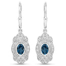 1.32 Carat Genuine London Blue Topaz and White Topaz .925 Sterling Silver Earrings-6