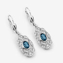 1.32 Carat Genuine London Blue Topaz and White Topaz .925 Sterling Silver Earrings-10