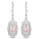 1.04 Carat Genuine Morganite and White Topaz .925 Sterling Silver Earrings-2