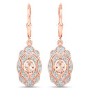 1.04 Carat Genuine Morganite and White Topaz .925 Sterling Silver Earrings-5