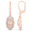 1.04 Carat Genuine Morganite and White Topaz .925 Sterling Silver Earrings-6