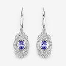 1.12 Carat Genuine Tanzanite and White Topaz .925 Sterling Silver Earrings-8