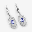 1.12 Carat Genuine Tanzanite and White Topaz .925 Sterling Silver Earrings-9