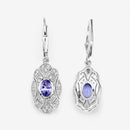 1.12 Carat Genuine Tanzanite and White Topaz .925 Sterling Silver Earrings-10
