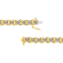10K Yellow Gold Plated .925 Sterling Silver 2.0 Cttw Round Diamond Cluster "X" Shaped Link Bracelet (H-I Color, I3 Clarity) - 7"-3