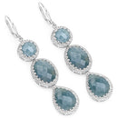 21.32 Carat Genuine Milky Aquamarine .925 Sterling Silver Earrings-4