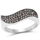 0.21 Carat Genuine Champagne Diamond .925 Sterling Silver Ring-1