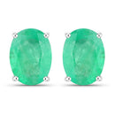 2.40 Carat Genuine Zambian Emerald 10K White Gold Earrings-1