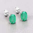 2.40 Carat Genuine Zambian Emerald 10K White Gold Earrings-4