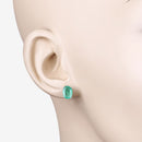 2.40 Carat Genuine Zambian Emerald 10K White Gold Earrings-5