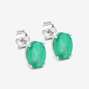 2.40 Carat Genuine Zambian Emerald 10K White Gold Earrings-6