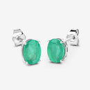 2.40 Carat Genuine Zambian Emerald 10K White Gold Earrings-7