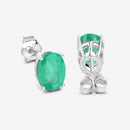 2.40 Carat Genuine Zambian Emerald 10K White Gold Earrings-9