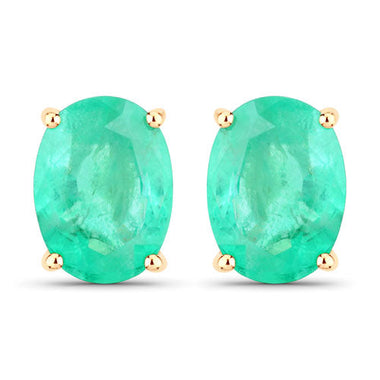 2.40 Carat Genuine Zambian Emerald 10K Yellow Gold Earrings
