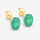 2.40 Carat Genuine Zambian Emerald 10K Yellow Gold Earrings-6