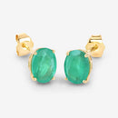 2.40 Carat Genuine Zambian Emerald 10K Yellow Gold Earrings-7