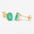 2.40 Carat Genuine Zambian Emerald 10K Yellow Gold Earrings-8