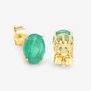 2.40 Carat Genuine Zambian Emerald 10K Yellow Gold Earrings-9