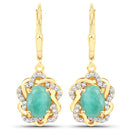 2.36 Carat Genuine Emerald and White Topaz .925 Sterling Silver Earrings-4