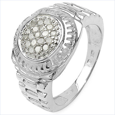 0.20 Carat Genuine White Diamond .925 Sterling Silver Ring - 0