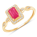 0.75 Carat Genuine Ruby and White Diamond 14K Yellow Gold Ring-5