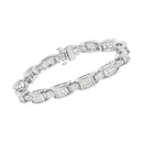 14K White Gold 5.0 Cttw Princess Cut Diamond Invisible Set Alternating Size D Shaped Links Tennis Bracelet (H-I Color, SI2-I1 Clarity) - 7â€-3