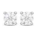 1.02 Carat Genuine White Diamond 14K White Gold Earrings-4