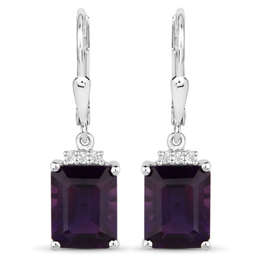 6.63 Carat Genuine Amethyst .925 Sterling Silver Earrings - 0