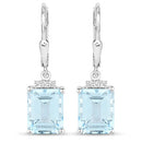 7.91 Carat Genuine Blue Topaz and White Topaz .925 Sterling Silver Earrings-4