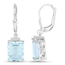 7.91 Carat Genuine Blue Topaz and White Topaz .925 Sterling Silver Earrings-5