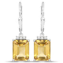 5.63 Carat Genuine Citrine and White Topaz .925 Sterling Silver Earrings-2