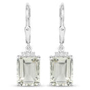 7.23 Carat Genuine Green Amethyst and White Topaz .925 Sterling Silver Earrings-2